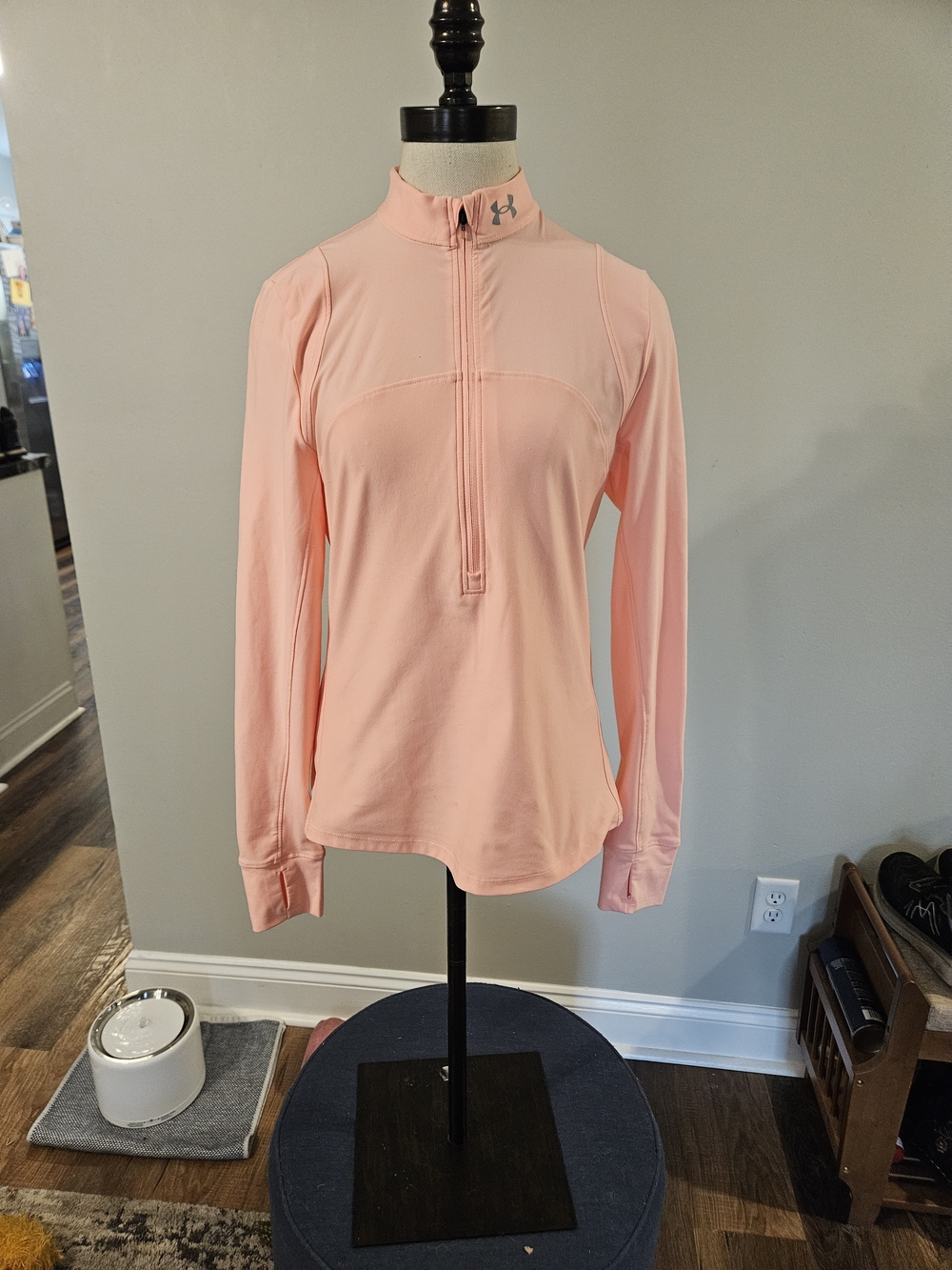 Under Armour Women's Light Pink Quarter-Zip Long Sleeve Training Top Small
